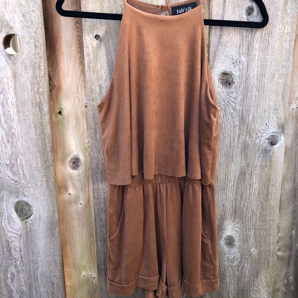 Suede brown romper